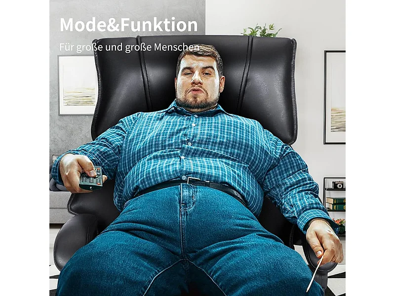 Bürostuhl aus PU-Leder mit Fußstütze, neigbarer drehbarer Sitz, Metallrahmen, Belastung 200 kg