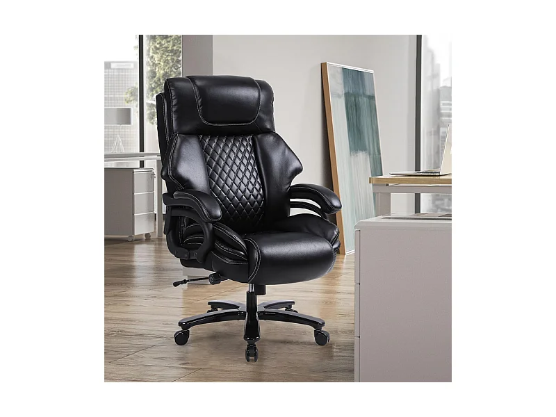 Fauteuil de Bureau pivotante - Cuir - ergonomique - avec support lombaire réglable - charge 200 kg
