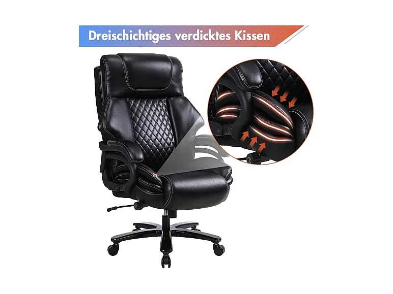 Fauteuil de Bureau pivotante - Cuir - ergonomique - avec support lombaire réglable - charge 200 kg