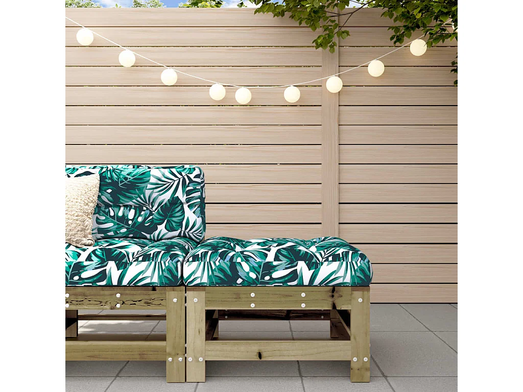 Livan  Repose-pied de jardin avec coussin bois de pin imprégné