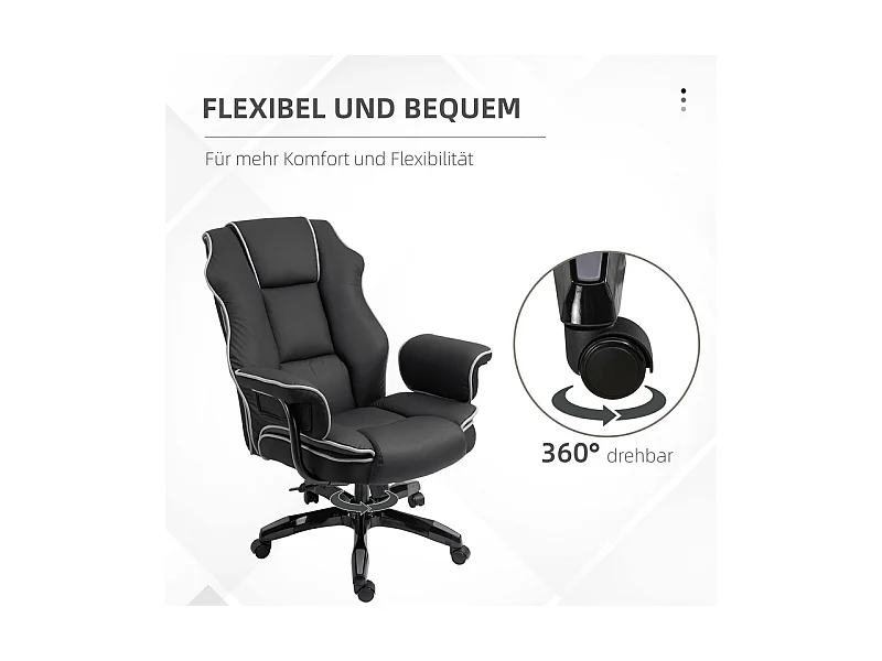 Chaise de bureau - dossier Inclinable à 150° - hauteur réglable - avec roulettes - charge 120kg - 76x80x118/124cm