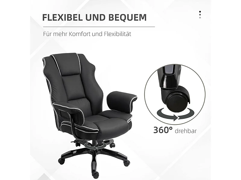 Chaise de bureau - dossier Inclinable à 150° - hauteur réglable - avec roulettes - charge 120kg - 76x80x118/124cm