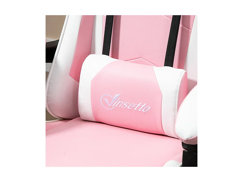 Gaming-Stuhl aus Leder, mit Fußstütze Kopfstütze Lendenkissen, höhenverstellbar, ergonomisch, 64x67x119/127cm