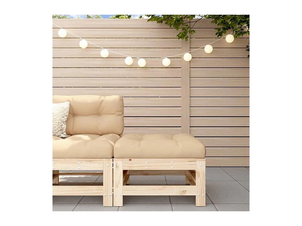 Livan  Repose-pied de jardin avec coussin bois de pin massif