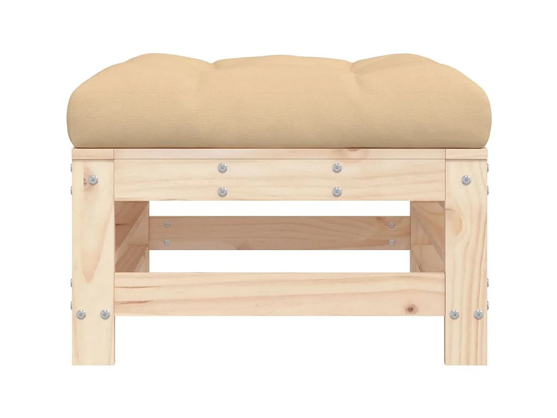 Livan  Repose-pied de jardin avec coussin bois de pin massif