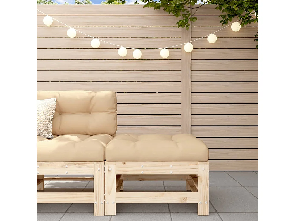 Livan  Repose-pied de jardin avec coussin bois de pin massif