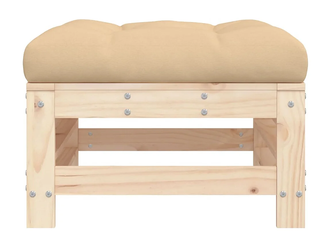 Livan  Repose-pied de jardin avec coussin bois de pin massif