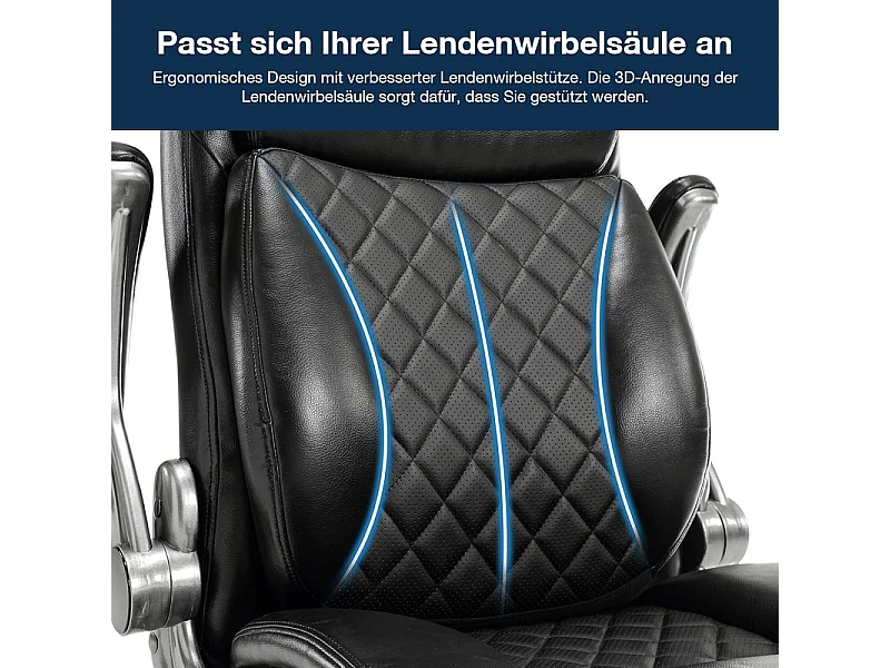 Chaise de bureau avec 5 roulettes - accoudoirs pliable - hauteur réglable - Charge 200kg - Tissu Noir