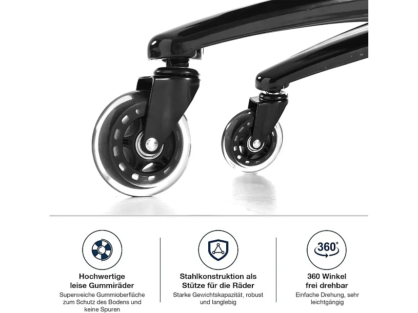 Chaise de bureau avec 5 roulettes - accoudoirs pliable - hauteur réglable - Charge 200kg - Tissu Noir