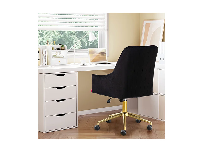 Chaise de bureau pivotante en velours - avec 5 roulettes - hauteur réglable - charge 150kg - Rouge