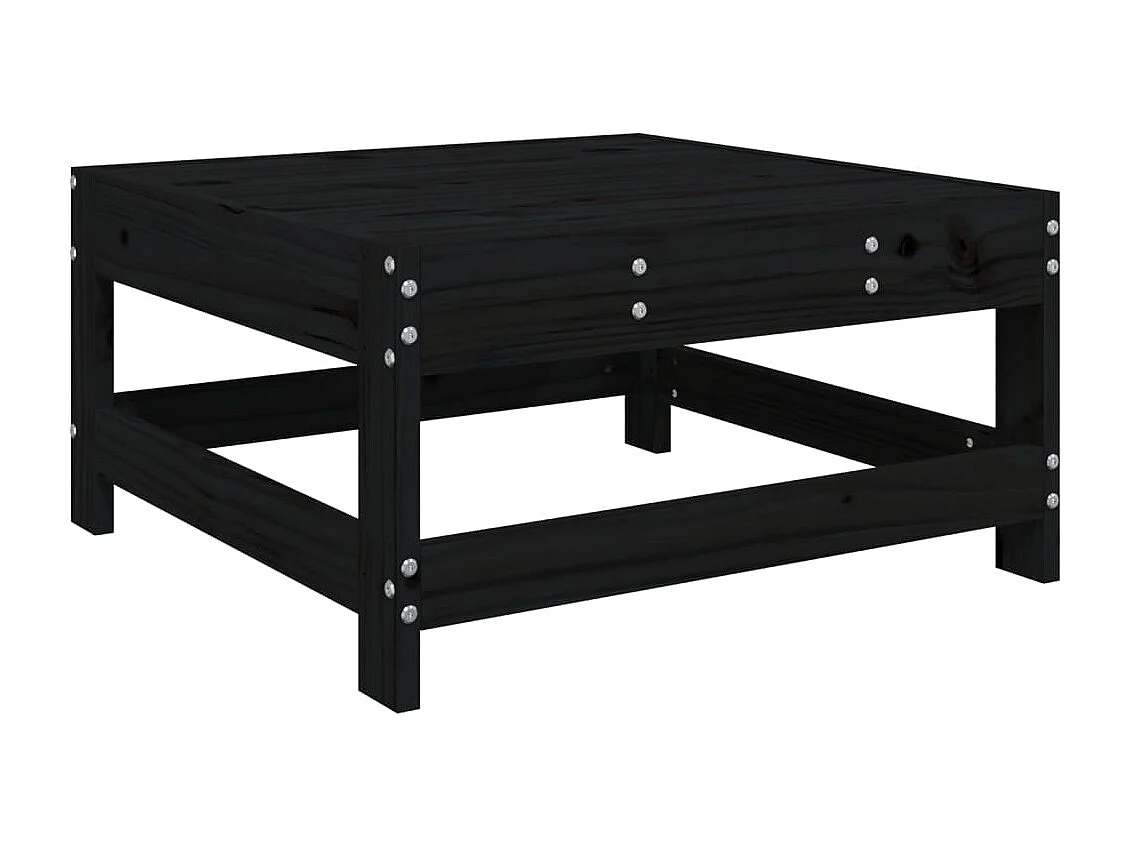 Ezra  Taburete de jardín con cojín madera maciza de pino negro