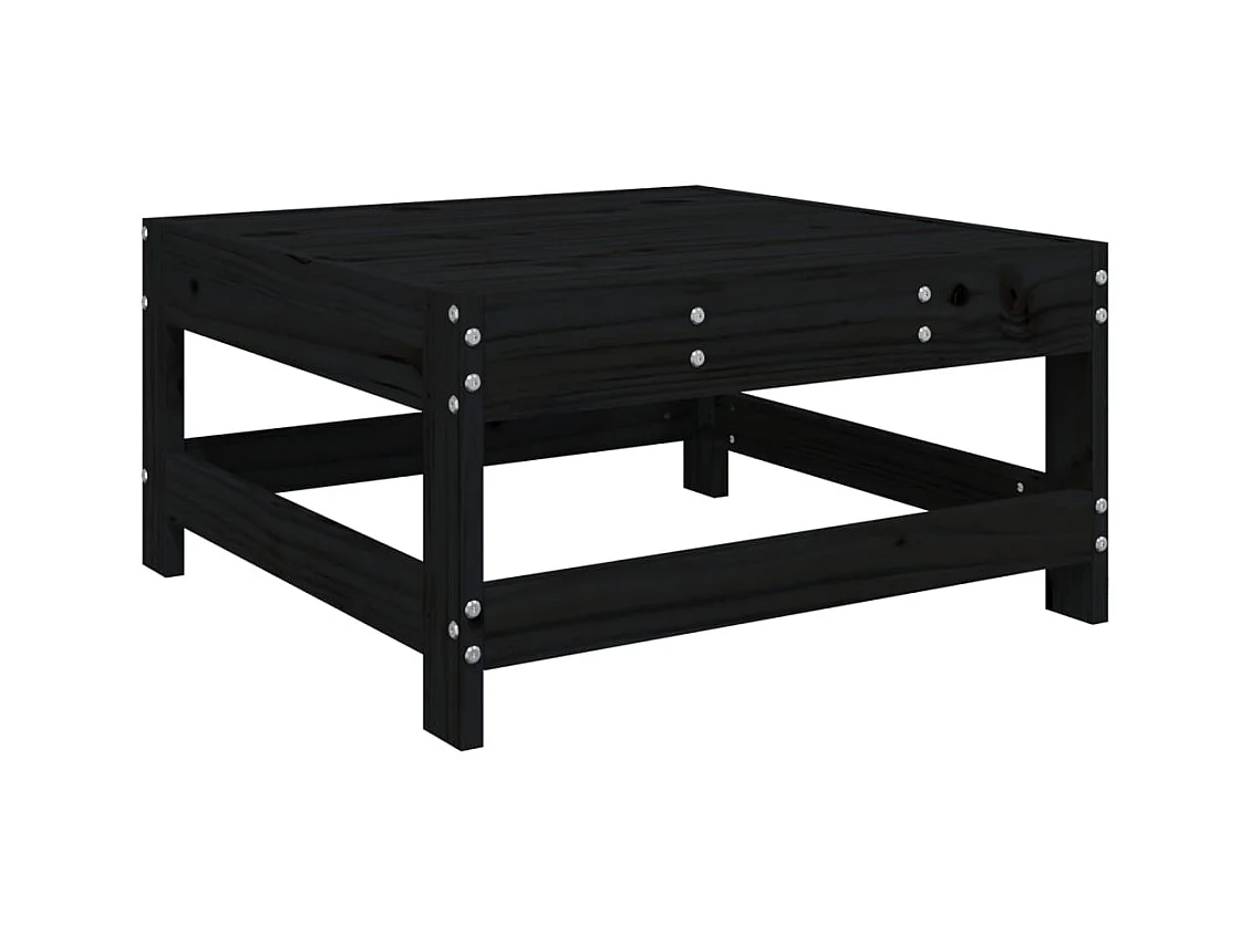 Ezra  Repose-pied de jardin avec coussin noir bois de pin massif