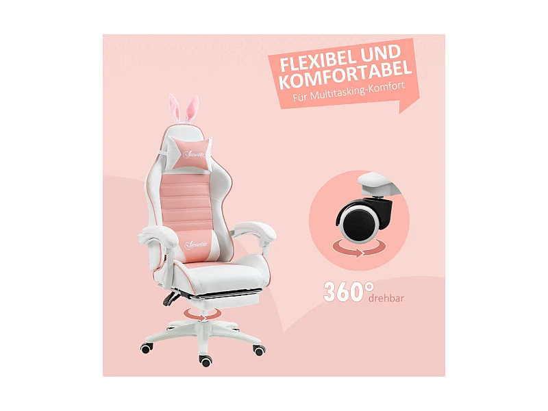 Sedia Gaming ergonomica - con supporto lombare e poggiapiedi - altezza e inclinazione regolabile - 65x63x136/142cm