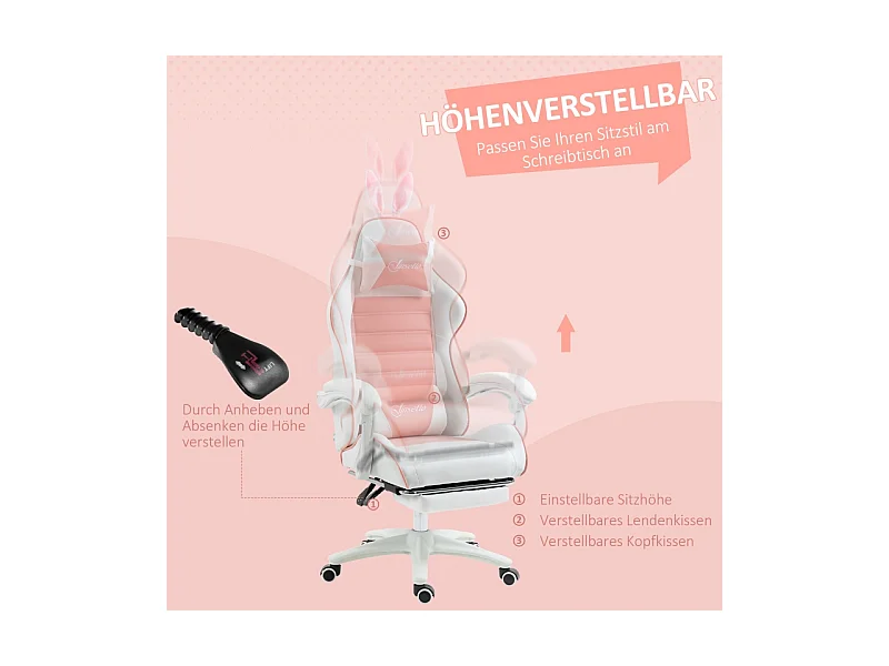 Sedia Gaming ergonomica - con supporto lombare e poggiapiedi - altezza e inclinazione regolabile - 65x63x136/142cm