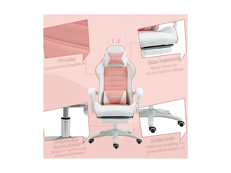 Sedia Gaming ergonomica - con supporto lombare e poggiapiedi - altezza e inclinazione regolabile - 65x63x136/142cm