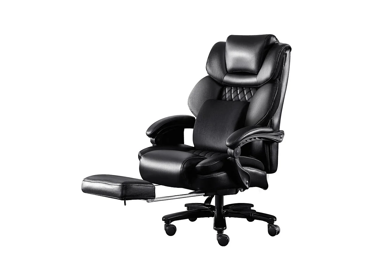 Chaise de bureau ergonomique réglable - avec massage - repose pieds - Cuir - charge 230 kg