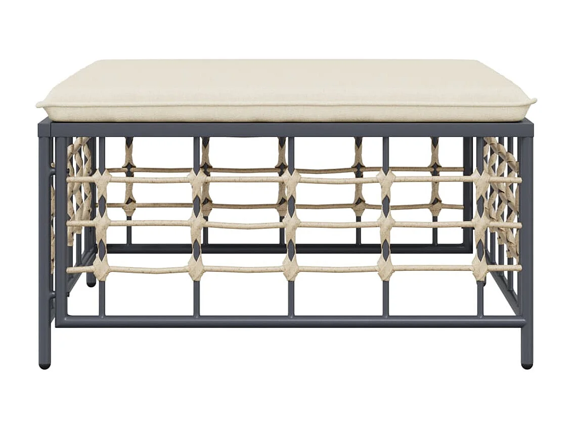 Torli  Tuinvoetenbank met beige kussen poly rattan