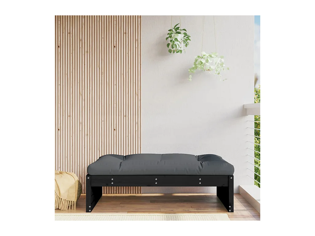 Bawnboy  Repose-pied de jardin 120x80 cm noir bois de pin massif