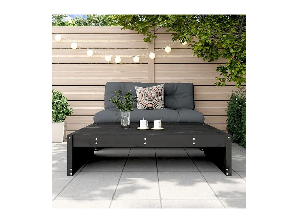 Bawnboy  Repose-pied de jardin 120x80 cm noir bois de pin massif