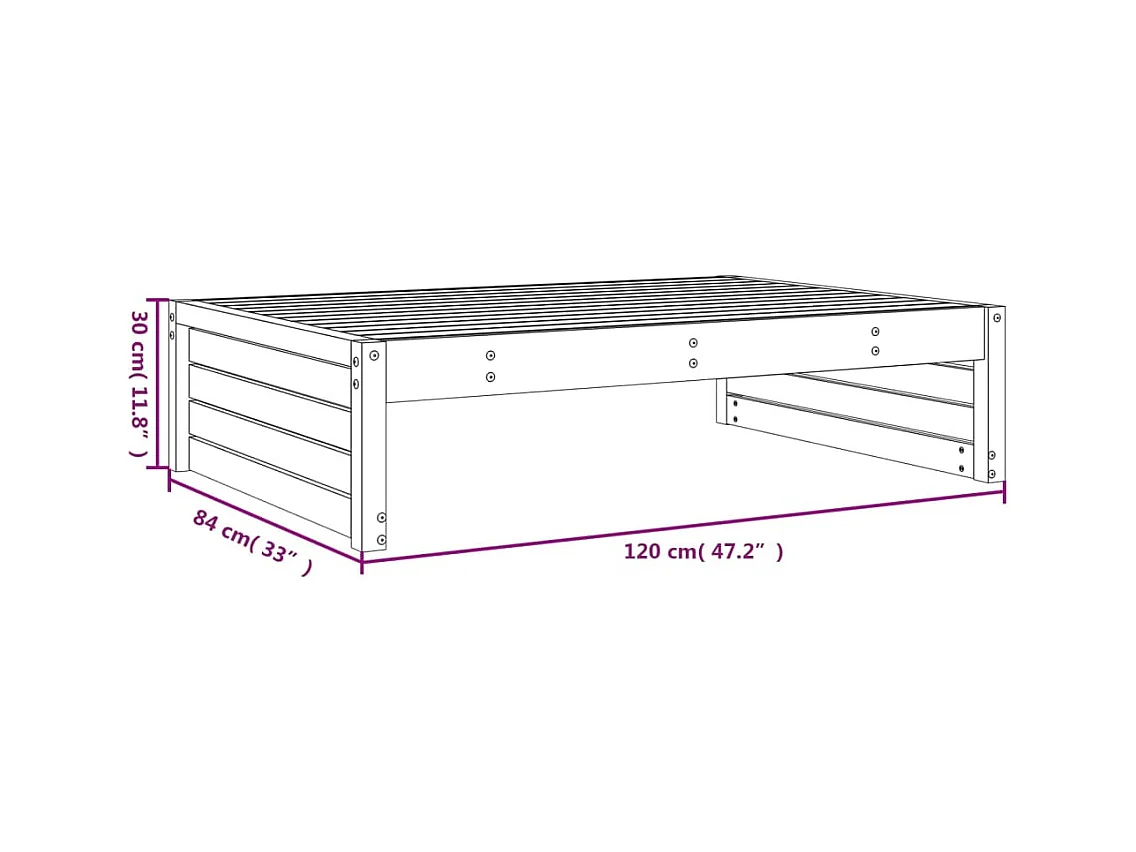 Bawnboy  Repose-pied de jardin 120x80 cm noir bois de pin massif