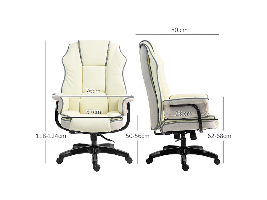 Silla de oficina inclinable - altura ajustable - con 5 ruedas - ergonómica - 76x80x118/124cm