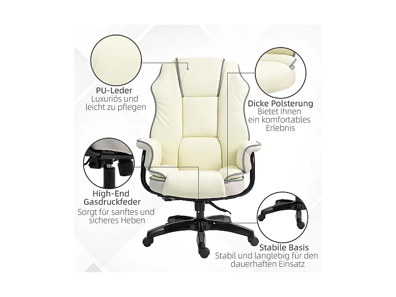 Silla de oficina inclinable - altura ajustable - con 5 ruedas - ergonómica - 76x80x118/124cm