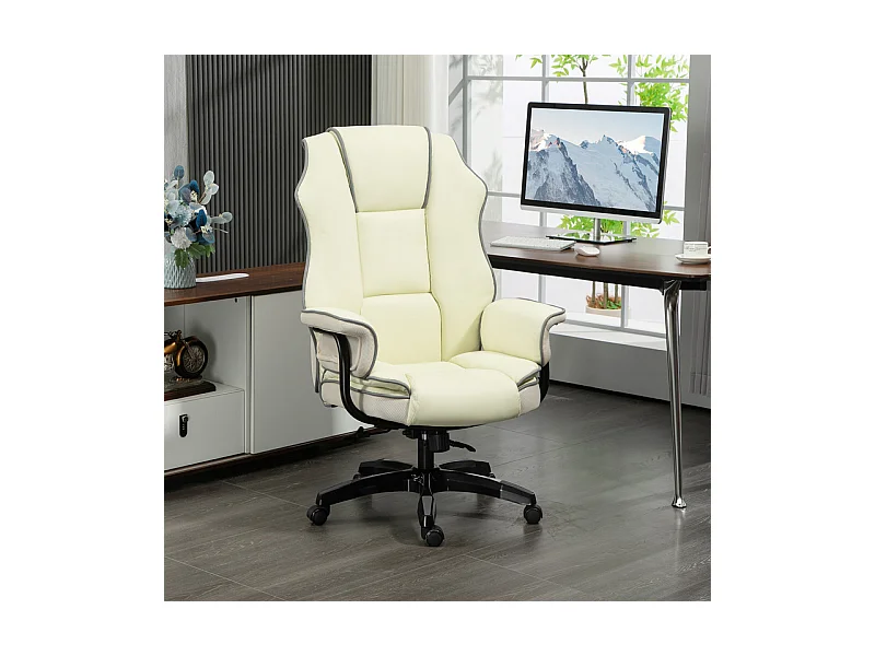 Chaise de bureau inclinable - hauteur réglable - avec 5 roulettes - ergonomique - 76x80x118/124cm