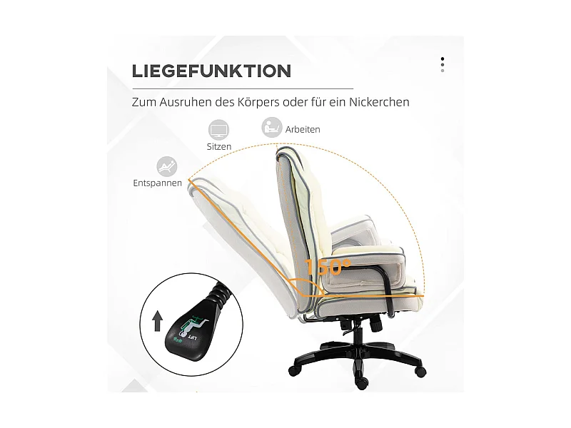 Chaise de bureau inclinable - hauteur réglable - avec 5 roulettes - ergonomique - 76x80x118/124cm