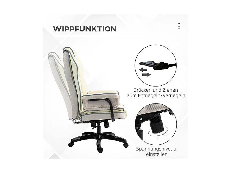 Chaise de bureau inclinable - hauteur réglable - avec 5 roulettes - ergonomique - 76x80x118/124cm