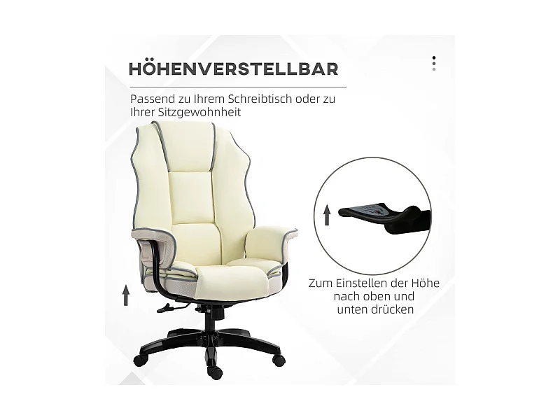 Chaise de bureau inclinable - hauteur réglable - avec 5 roulettes - ergonomique - 76x80x118/124cm