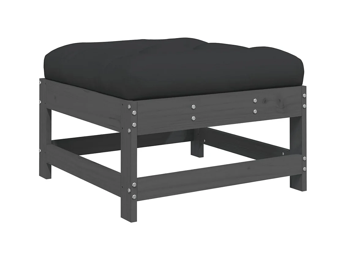 Ezra  Tuinvoetenbank met kussen massief grenenhout grijs