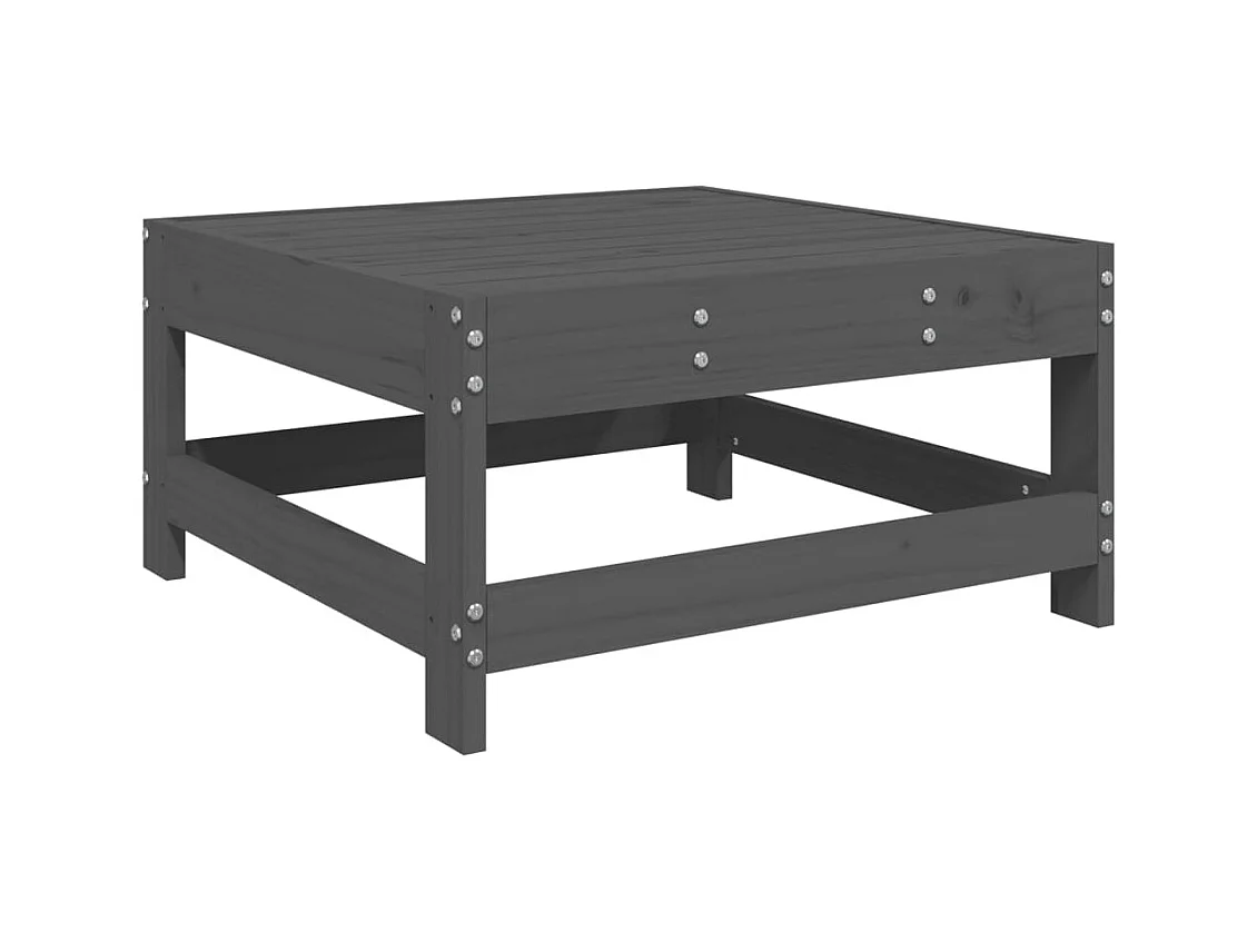 Ezra  Repose-pied de jardin avec coussin gris bois de pin massif