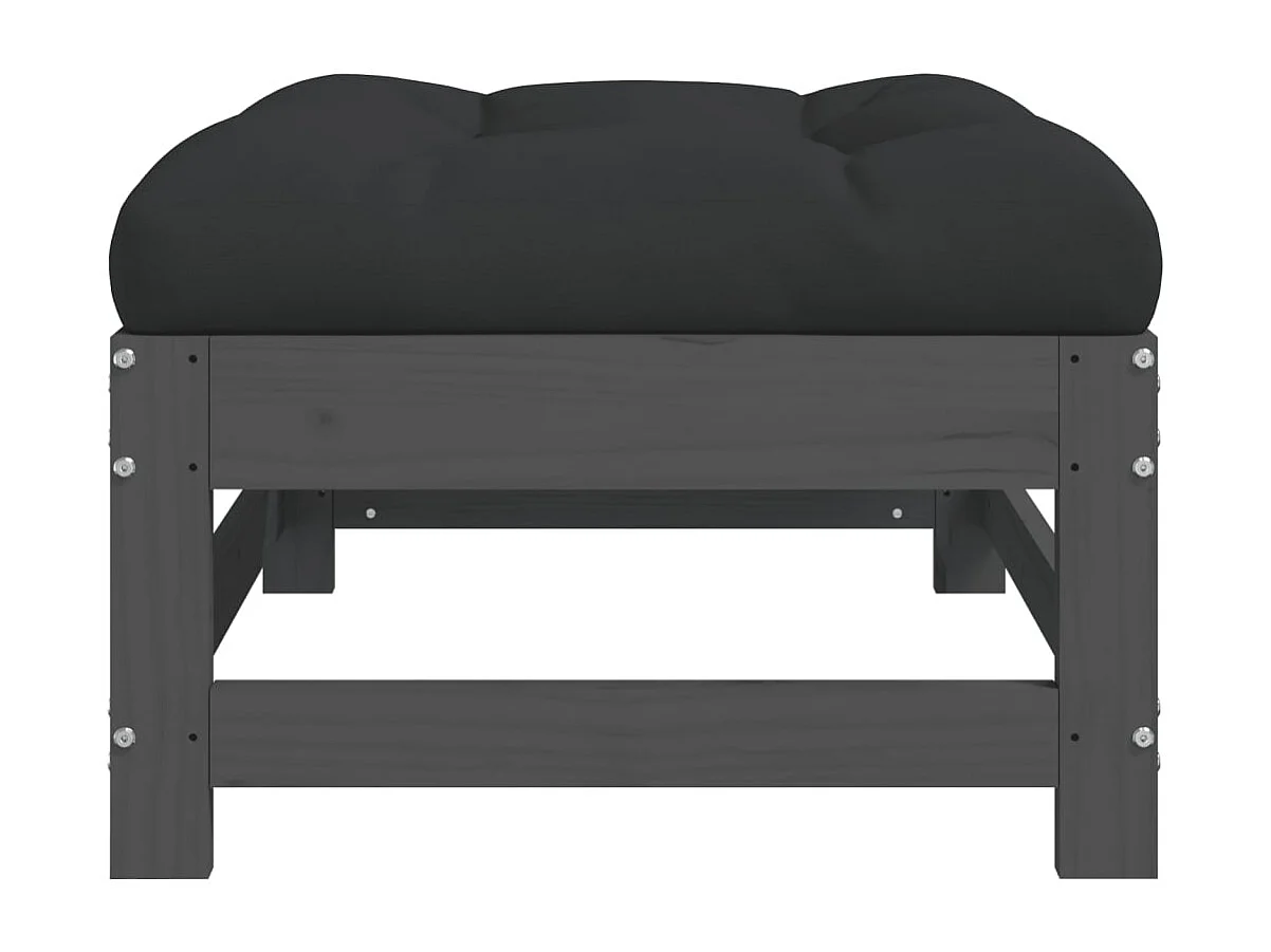 Ezra  Repose-pied de jardin avec coussin gris bois de pin massif