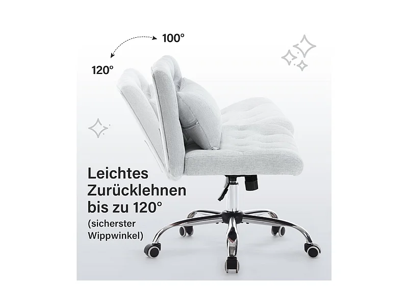 Sedia da ufficio girevole - con cuscino lombare e 5 ruote - carico 160 kg - altezza regolabile - Grigio