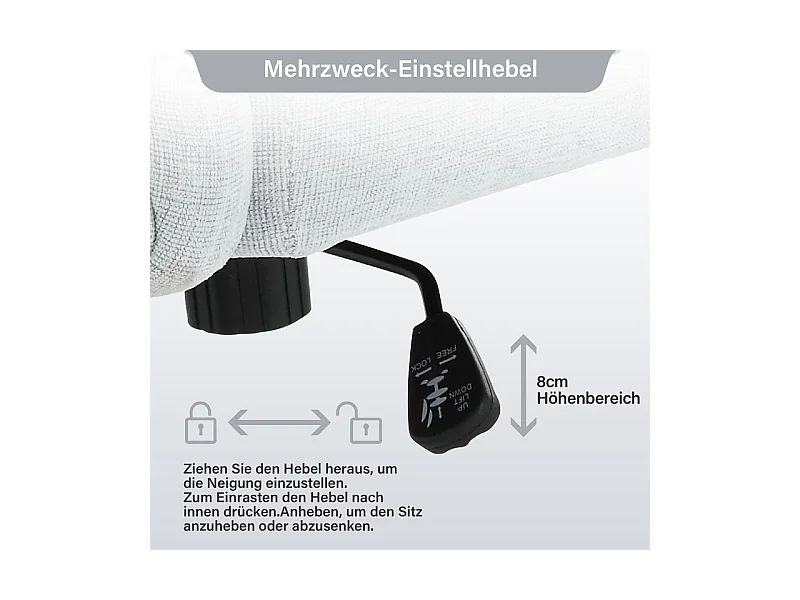 Sedia da ufficio girevole - con cuscino lombare e 5 ruote - carico 160 kg - altezza regolabile - Grigio