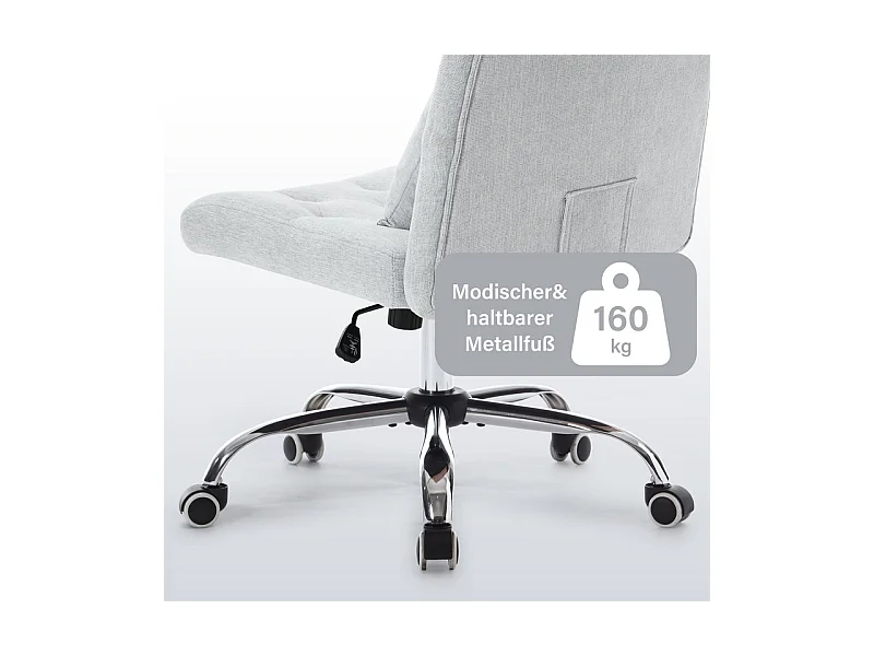Sedia da ufficio girevole - con cuscino lombare e 5 ruote - carico 160 kg - altezza regolabile - Grigio
