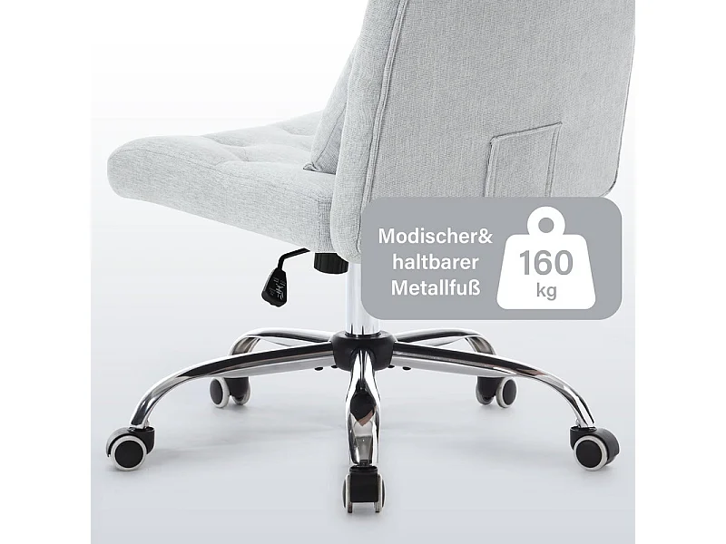 Chaise de bureau pivotant - avec coussin lombaire et 5 roulettes - charge 160 kg - hauteur réglable - Gris