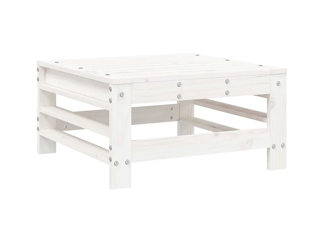 Livan  Repose-pied de jardin avec coussin blanc bois de pin massif