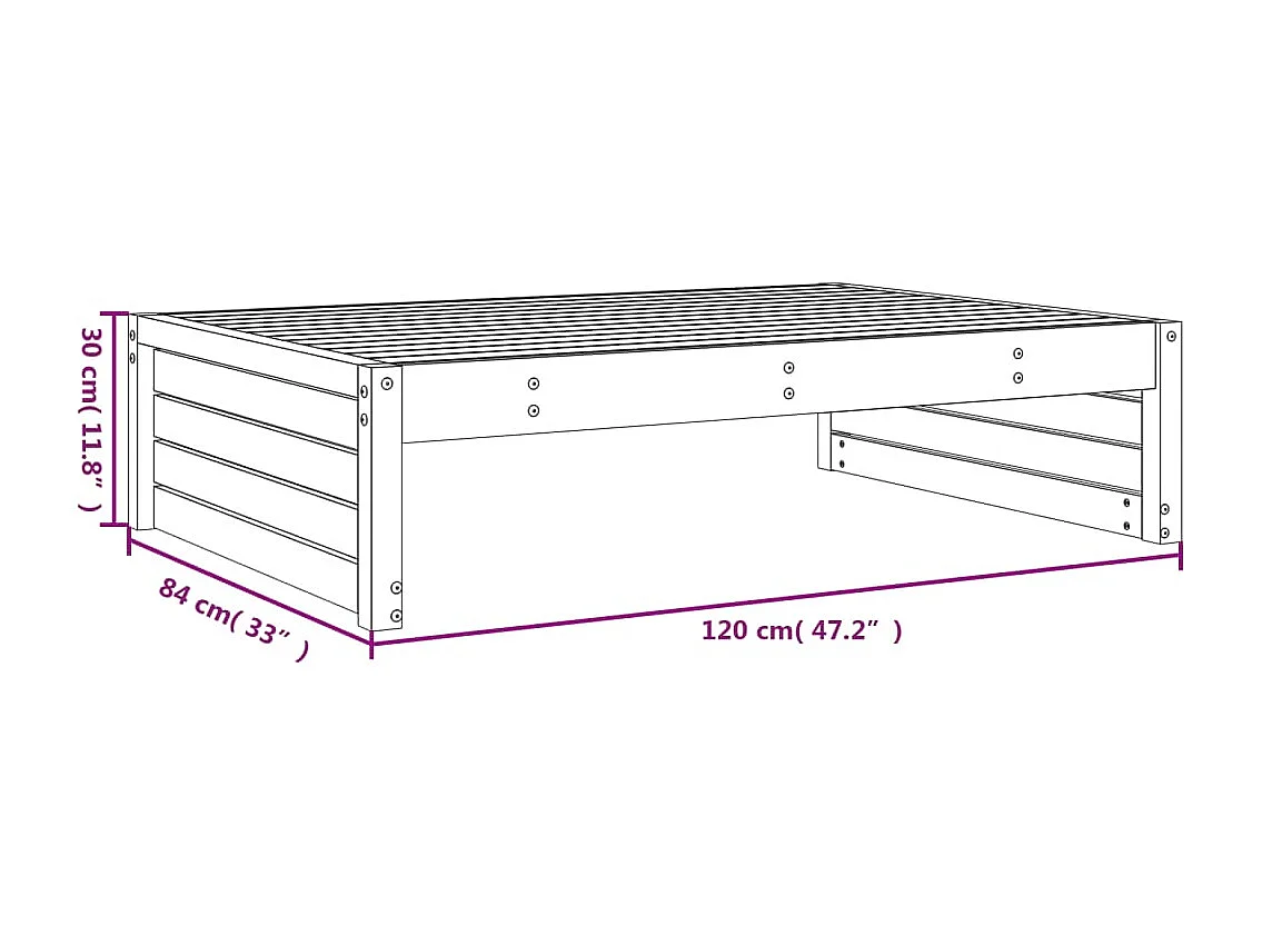 Prolenta Premium -  Repose-pied de jardin 120x80 cm blanc bois de pin massif