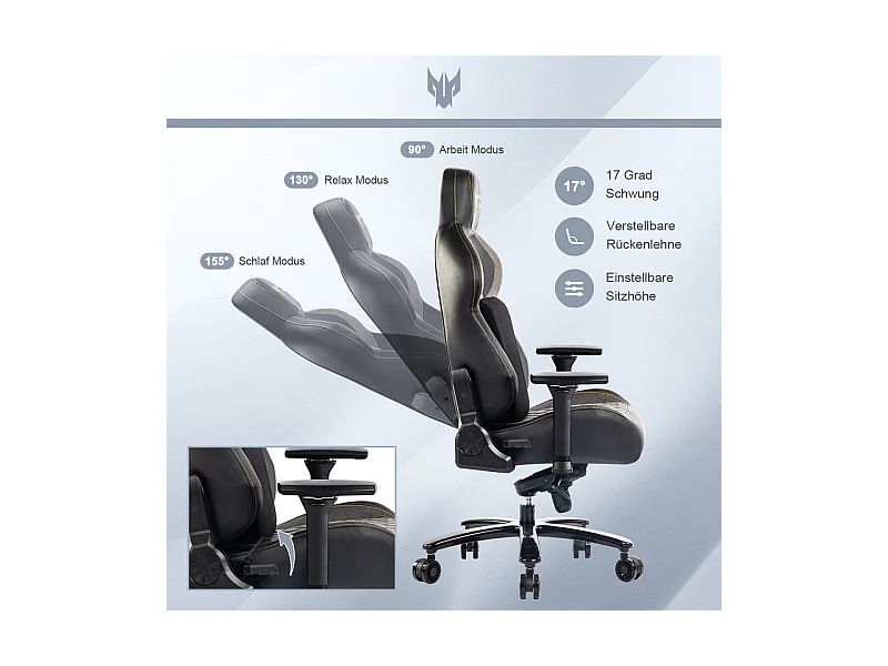 Silla de oficina en terciopelo - Reposabrazos ajustables - con soporte lumbar - ergonómica - Carga 200 kg