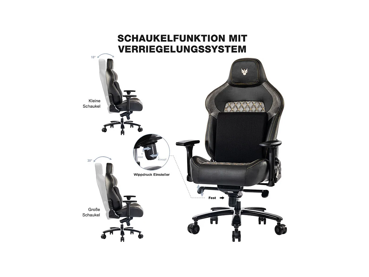 Silla de oficina en terciopelo - Reposabrazos ajustables - con soporte lumbar - ergonómica - Carga 200 kg