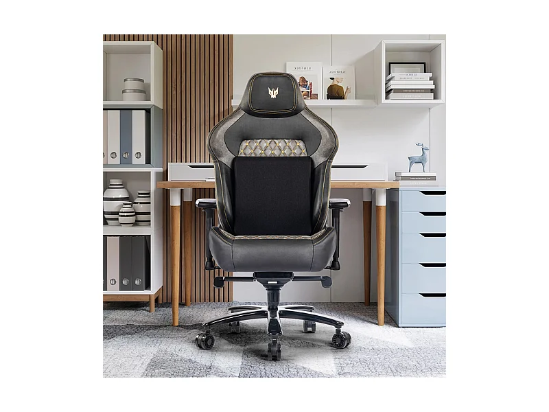 Silla de oficina en terciopelo - Reposabrazos ajustables - con soporte lumbar - ergonómica - Carga 200 kg