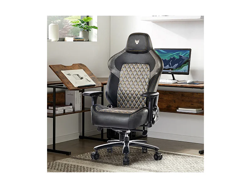 Chaise de bureau en velours - Accoudoirs réglables - avec support lombaire - ergonomique - Charge 200 kg
