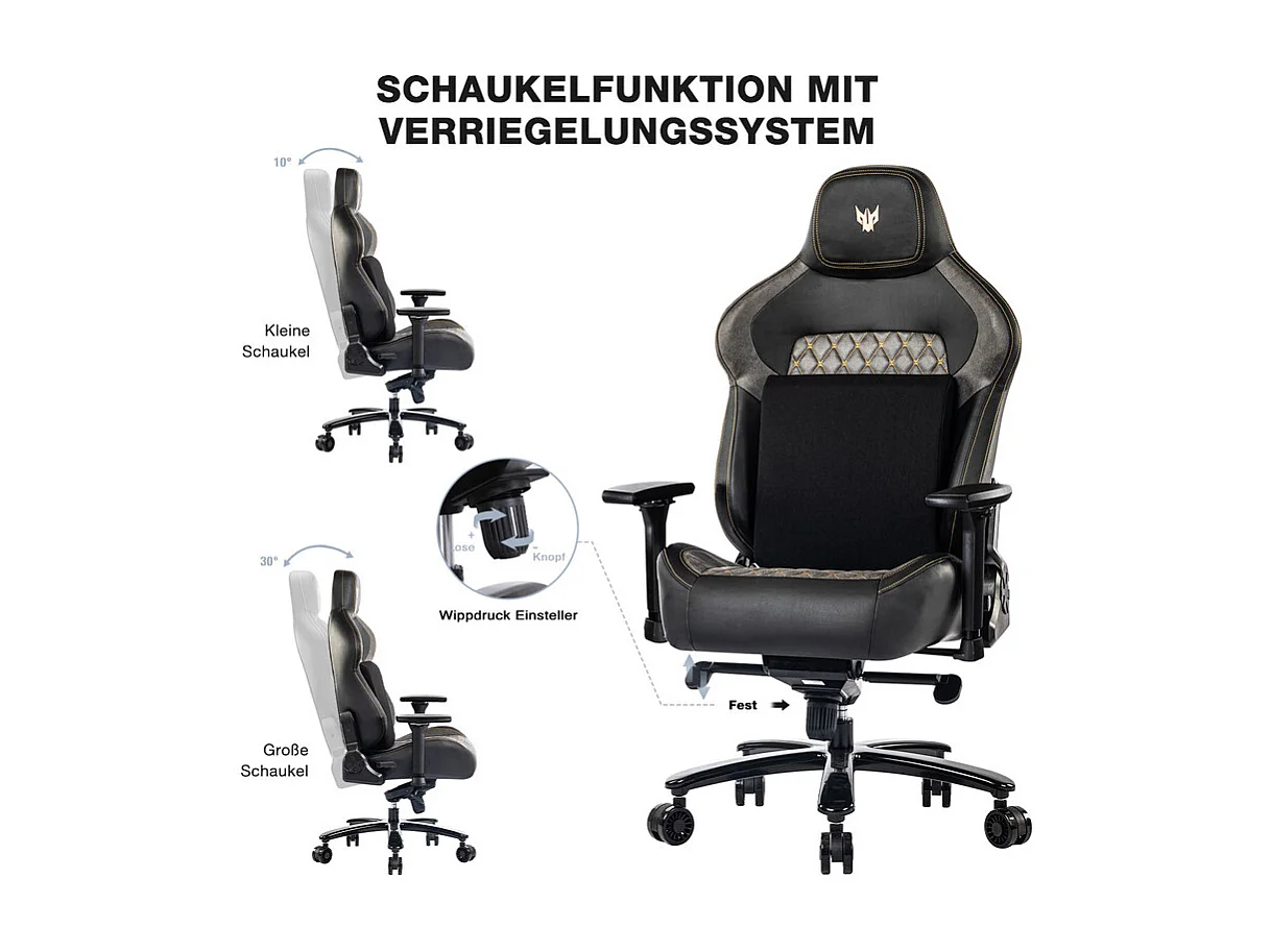 Chaise de bureau en velours - Accoudoirs réglables - avec support lombaire - ergonomique - Charge 200 kg