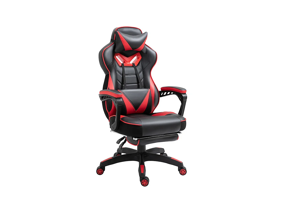 Chaise de bureau ergonomique en simili - inclinable pivotant réglable - avec repose-pieds rétractable - 65x70x118,5/128,5cm