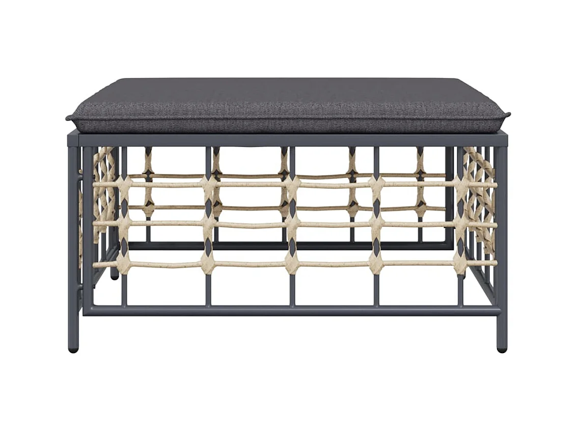 Torli  Tabouret de jardin avec coussin gris foncé résine tressée