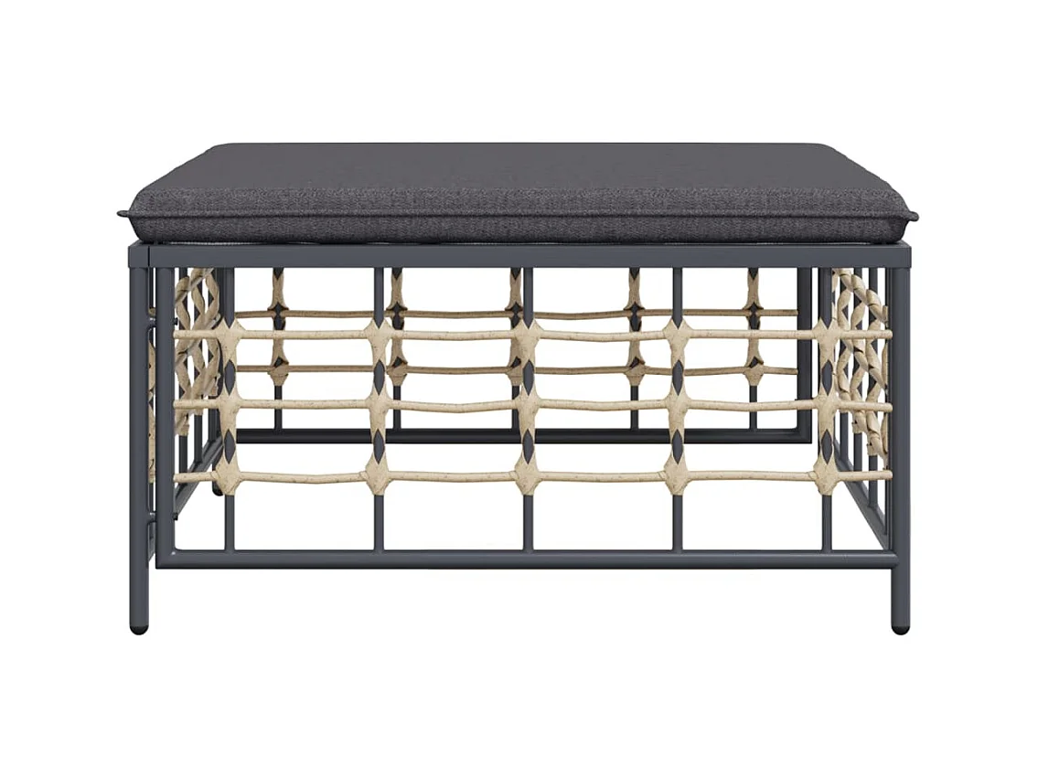 Torli  Tabouret de jardin avec coussin gris foncé résine tressée