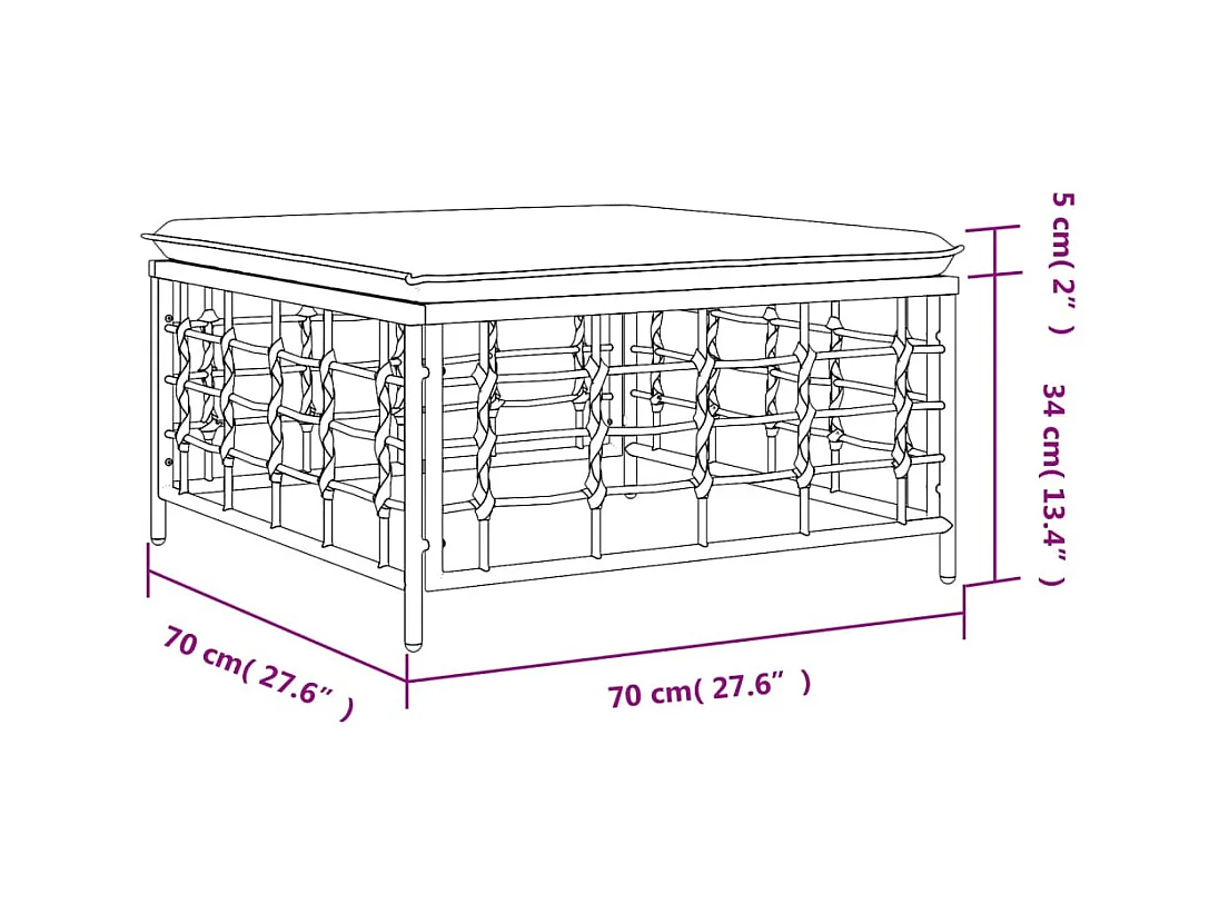Torli  Tabouret de jardin avec coussin gris foncé résine tressée