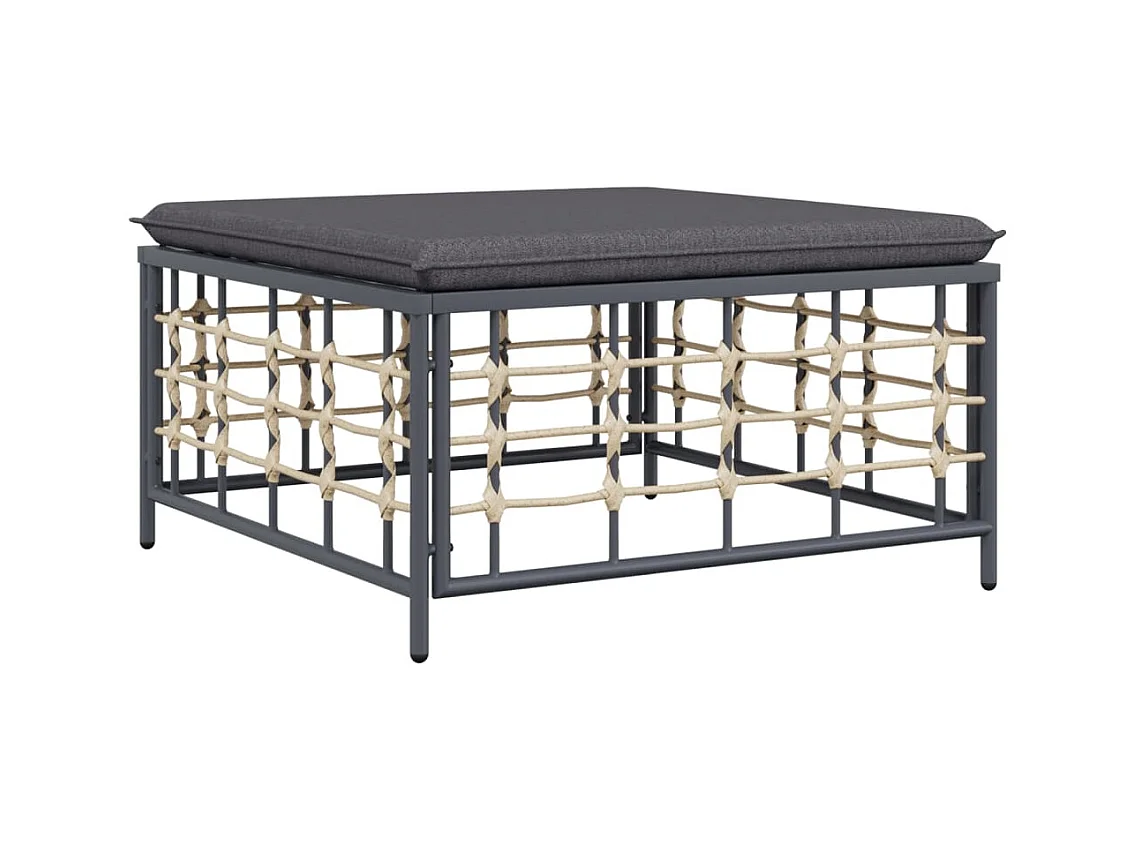 Torli  Tabouret de jardin avec coussin gris foncé résine tressée