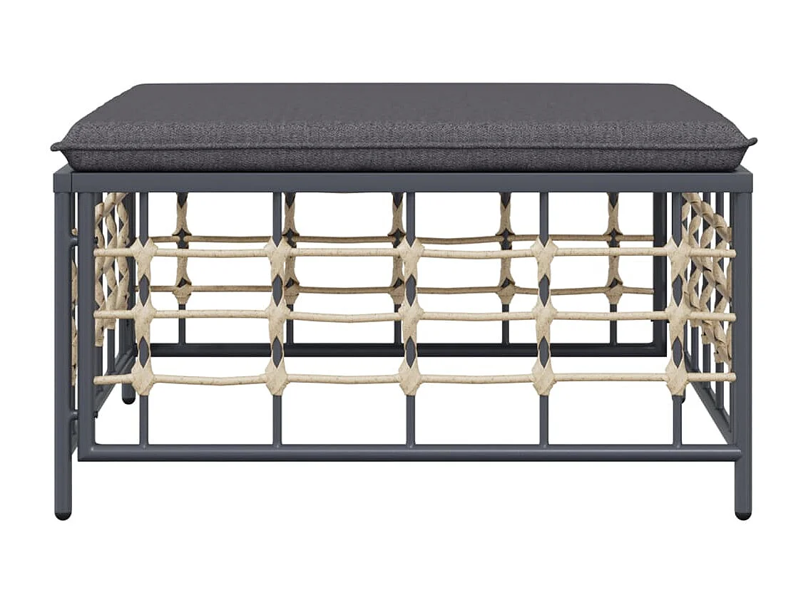 Torli  Tabouret de jardin avec coussin gris foncé résine tressée